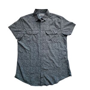 Reaction Kenneth Cole Button Down Shirt Charcoal Gray Short Sleeves SZ M